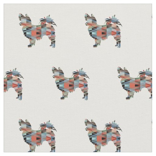 Papillon Dog Silhouette Tiled - Plaid Fabric