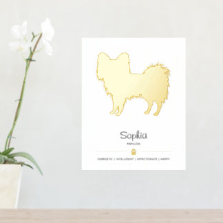Papillon Dog Silhouette With A Paw And Text Foil Prints