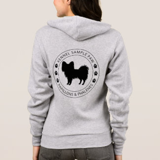 Papillon Dog Silhouette With Paws And Custom Text Hoodie