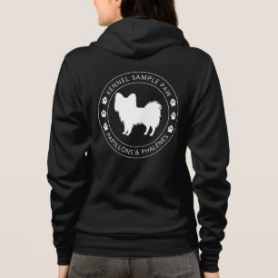Papillon Dog Silhouette With Paws And Custom Text Hoodie