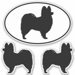 Papillon Dog Silhouettes Vinyl Sticker Set
