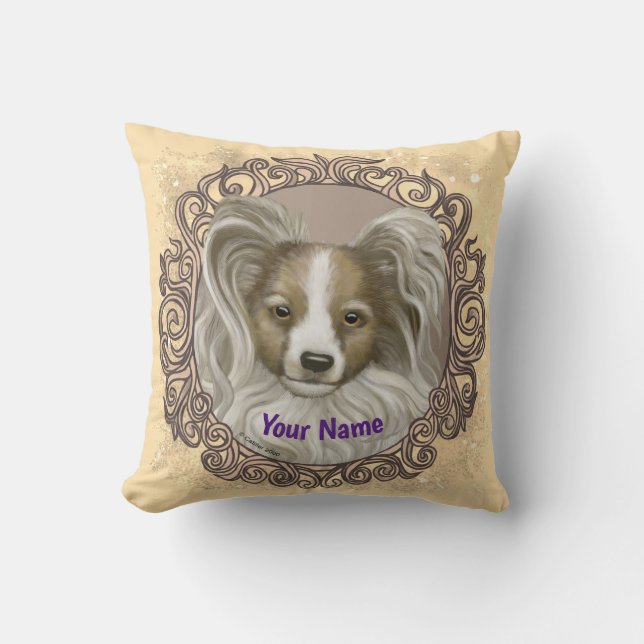 Papillon Dog  Throw Pillow (Front)