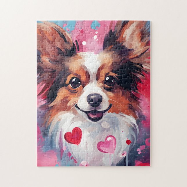 Papillon dog Valentines day Jigsaw Puzzle (Vertical)