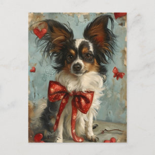 Papillon dog Valentine's day  Postcard