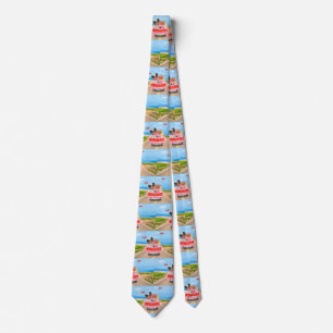 Papillon Dog Valentine's Day Truck Hearts Neck Tie