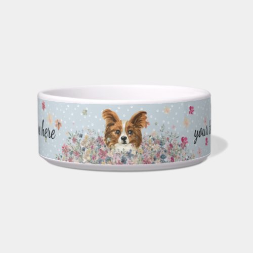 Papillon Dog with paws Bowl