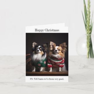Papillon Dogs in Christmas Sweaters Card