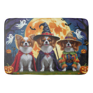 Papillon Dogs Pumpkin Halloween Funny  Bath Mat