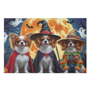 Papillon Dogs Pumpkin Halloween Funny  Faux Canvas Print
