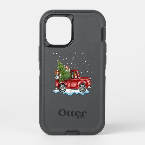 Papillon Dogs Ride Red Truck Christmas Xmas Gift OtterBox Defender iPhone 12 Mini Case