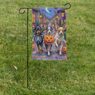 Papillon Dogs Trick-or-Treating Halloween Costumes Garden Flag
