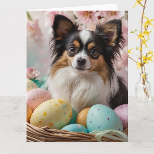 Papillon Easter Eggs Card (Yellow Flower)