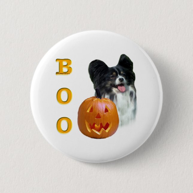 Papillon Halloween BOO Button (Front)