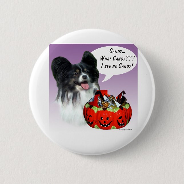 Papillon Halloween Candy Pinback Button (Front)