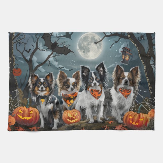 Papillon Halloween Spooky Kitchen Towel (Horizontal)