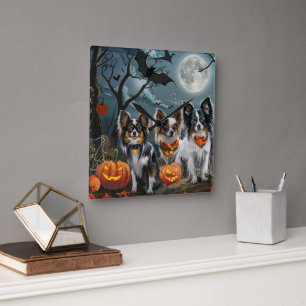 Papillon Halloween Spooky Square Wall Clock