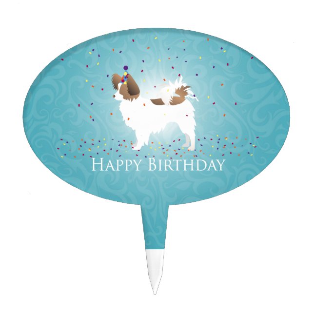 Papillon - Happy Birthday Cake Topper (Front)