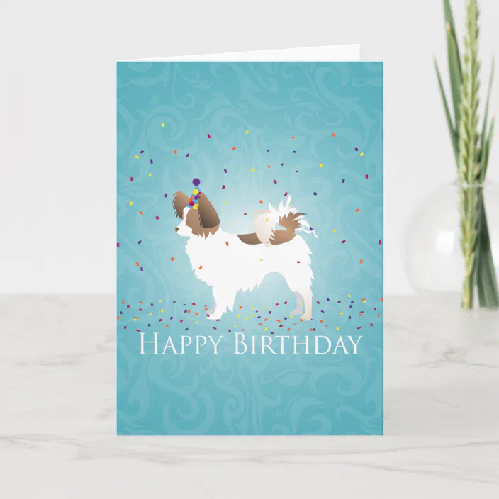 Continental Toy Spaniel Papillon Dog Green Animal Personalized Birthday Card