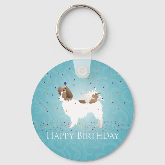 Papillon - Happy Birthday Keychain (Front)