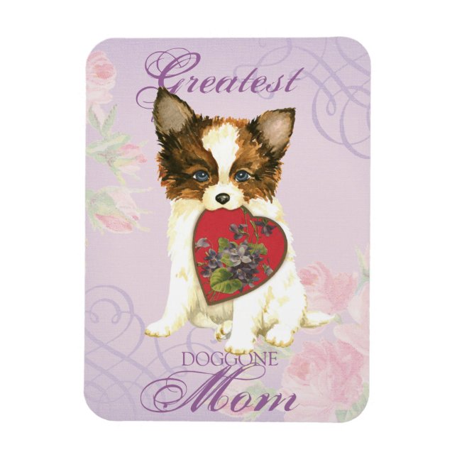 Papillon Heart Mom Magnet (Vertical)
