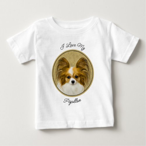 Papillon Hound Tri Painting _ Original Dog Art Baby T_Shirt