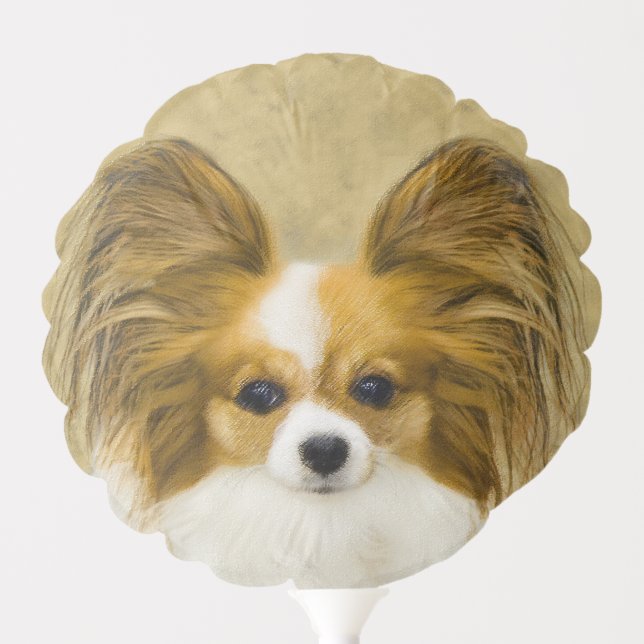 Papillon (Hound Tri) Painting - Original Dog Art Balloon (Front)