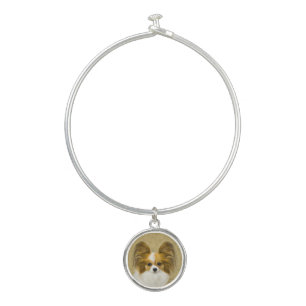 Papillon (Hound Tri) Painting - Original Dog Art Bangle Bracelet