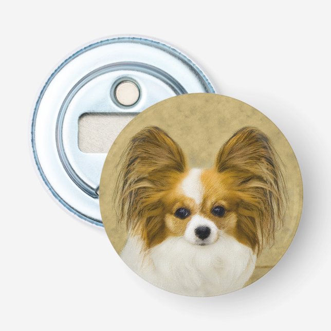 Papillon (Hound Tri) Painting - Original Dog Art Bottle Opener (Front)