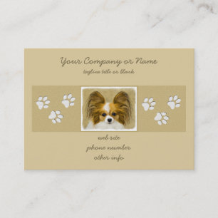 Papillon (Hound Tri) Painting - Original Dog Art Business Card