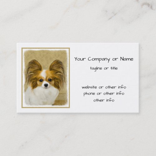 Papillon Hound Tri Painting _ Original Dog Art Business Card