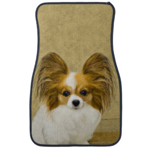 Papillon (Hound Tri) Painting - Original Dog Art Car Mat