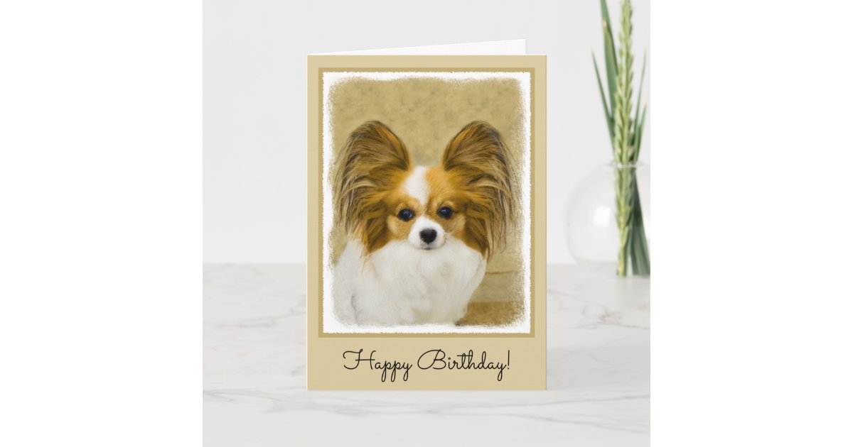 Papillon Hound Tri Painting Original Dog Art Card Zazzle Com