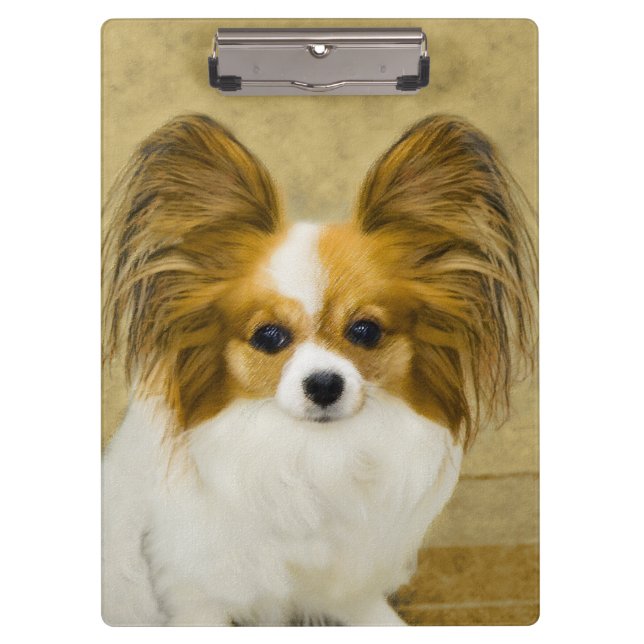 Papillon (Hound Tri) Painting - Original Dog Art Clipboard (Front)