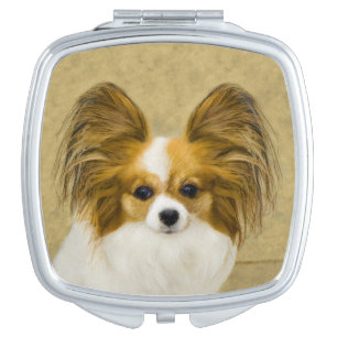 Papillon (Hound Tri) Painting - Original Dog Art Compact Mirror