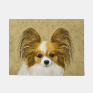 Papillon (Hound Tri) Painting - Original Dog Art Doormat