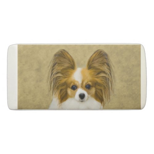 Papillon Hound Tri Painting _ Original Dog Art Eraser