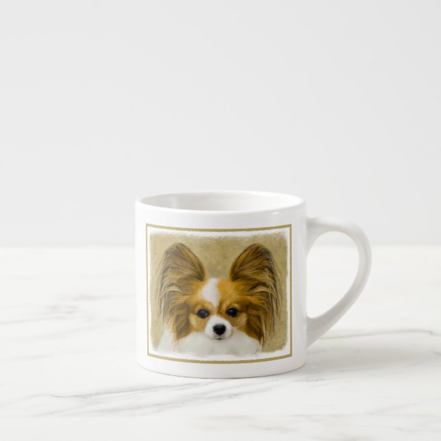 Papillon (Hound Tri) Painting - Original Dog Art Espresso Cup (Right)