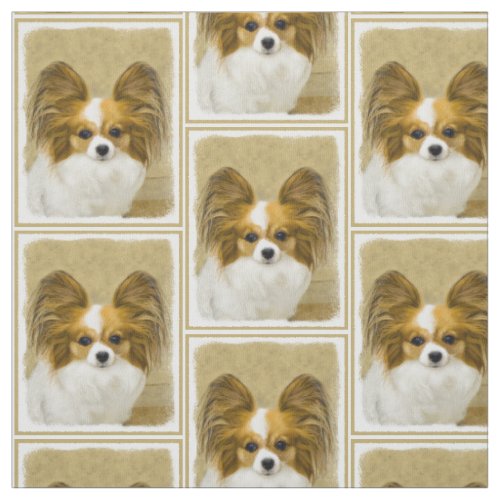 Papillon Hound Tri Painting _ Original Dog Art Fabric