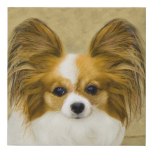 Papillon (Hound Tri) Painting - Original Dog Art Faux Canvas Print