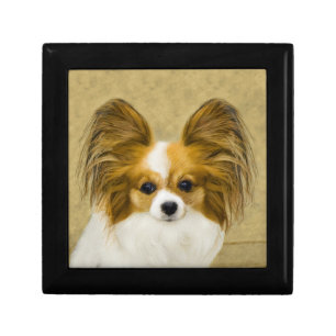 Papillon (Hound Tri) Painting - Original Dog Art Gift Box