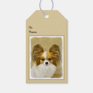 Papillon (Hound Tri) Painting - Original Dog Art Gift Tags