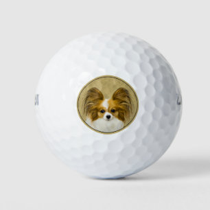 Papillon (Hound Tri) Painting - Original Dog Art Golf Balls
