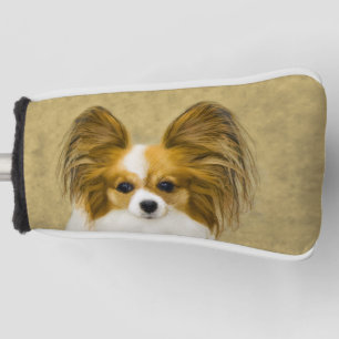 Papillon (Hound Tri) Painting - Original Dog Art Golf Head Cover