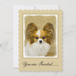 Papillon (Hound Tri) Painting - Original Dog Art Invitation