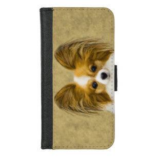 Papillon (Hound Tri) Painting - Original Dog Art iPhone 8/7 Wallet Case