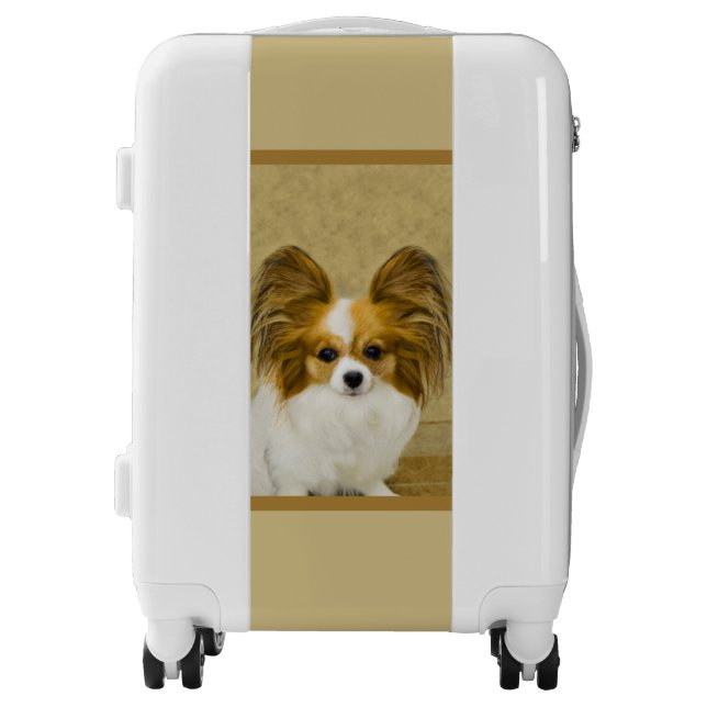 Papillon (Hound Tri) Painting - Original Dog Art L Luggage (Front)