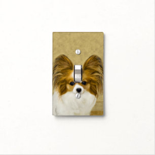 Papillon (Hound Tri) Painting - Original Dog Art Light Switch Cover