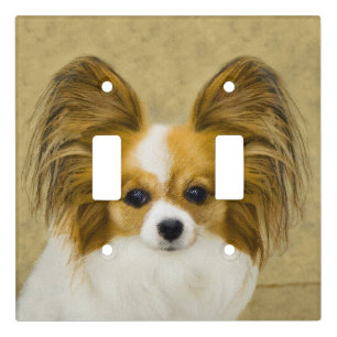Papillon (Hound Tri) Painting - Original Dog Art Light Switch Cover