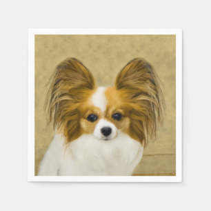 Papillon (Hound Tri) Painting - Original Dog Art Napkins