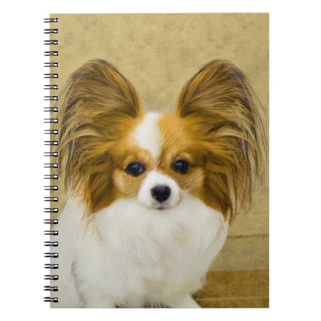 Papillon (Hound Tri) Painting - Original Dog Art Notebook (Front)